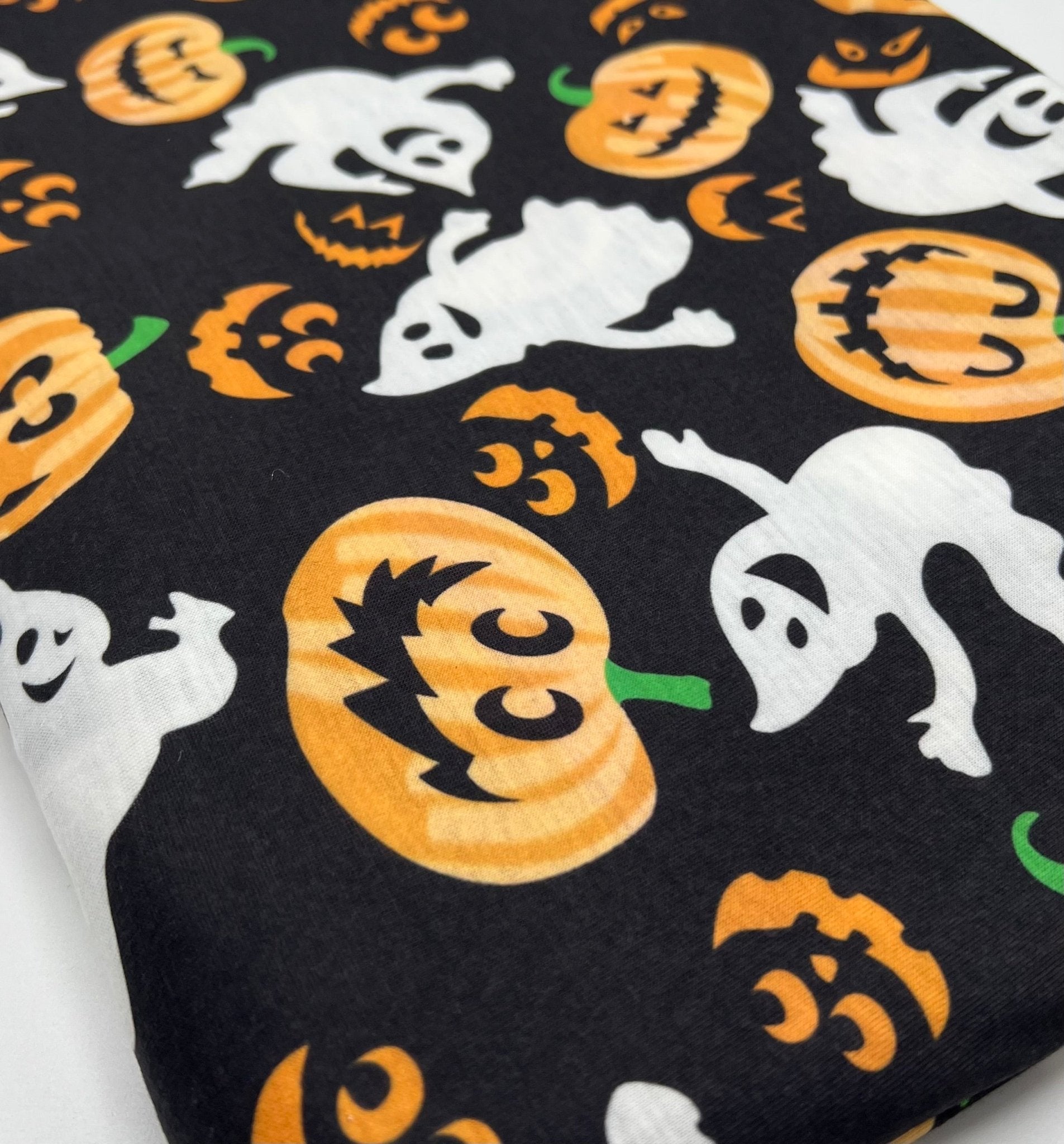 Halloween Pumpkin Ghost Print Spun Poly Stretch Fabric - T9 Fabrics