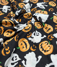Halloween Pumpkin Ghost Print Spun Poly Stretch Fabric - T9 Fabrics