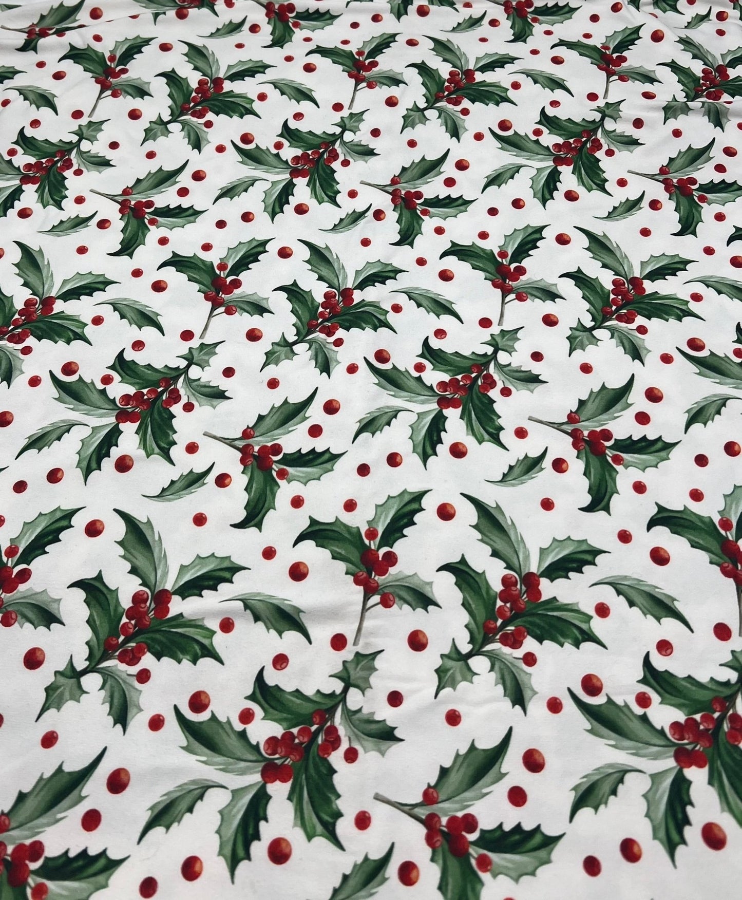 Holly Leaves Print Super Soft Spun Poly Stretch Fabric - T9 Fabrics