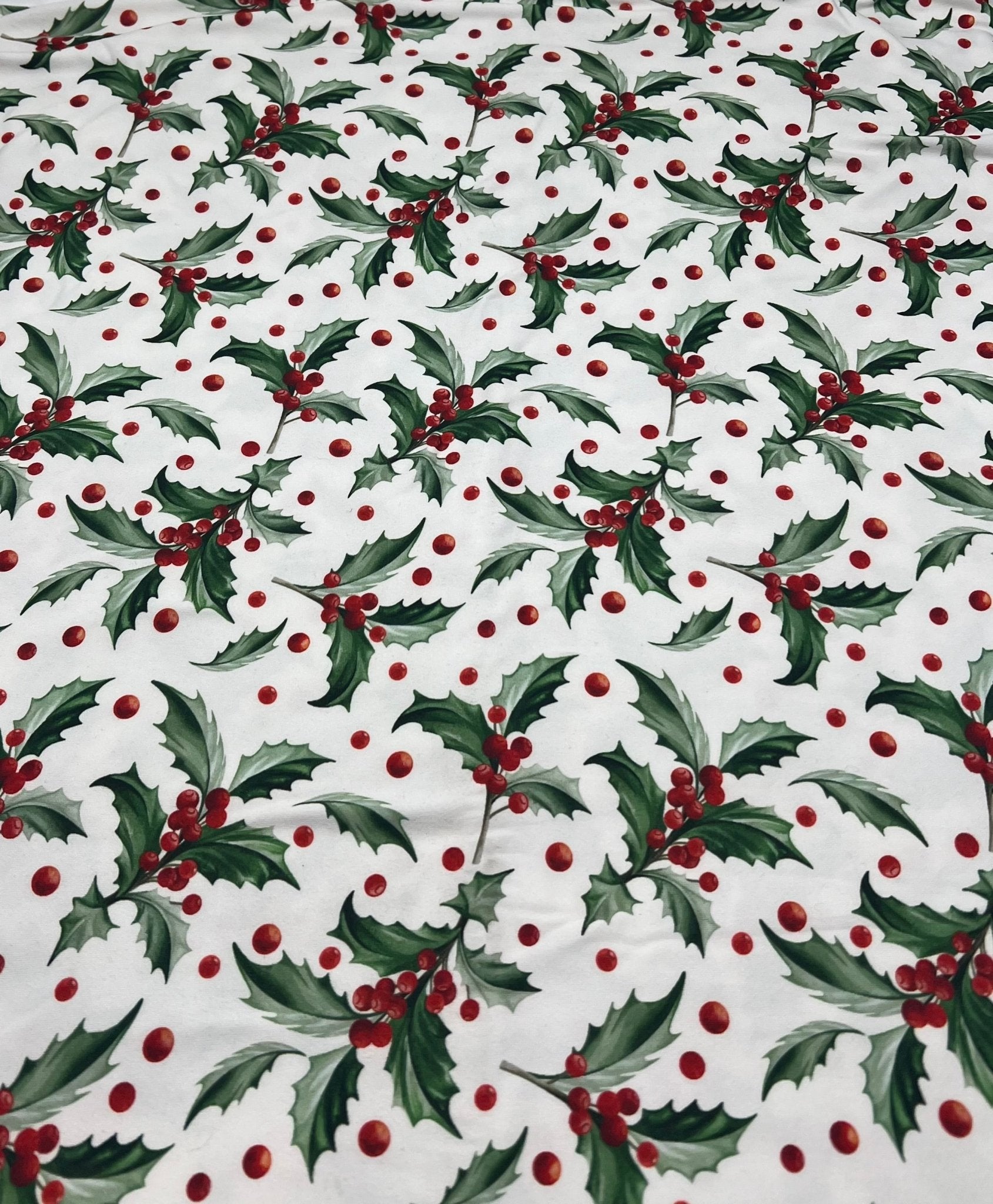 Holly Leaves Print Super Soft Spun Poly Stretch Fabric - T9 Fabrics