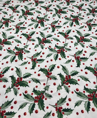 Holly Leaves Print Super Soft Spun Poly Stretch Fabric - T9 Fabrics
