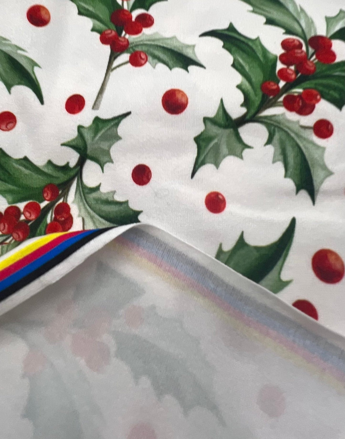 Holly Leaves Print Super Soft Spun Poly Stretch Fabric - T9 Fabrics