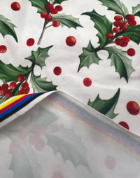 Holly Leaves Print Super Soft Spun Poly Stretch Fabric - T9 Fabrics