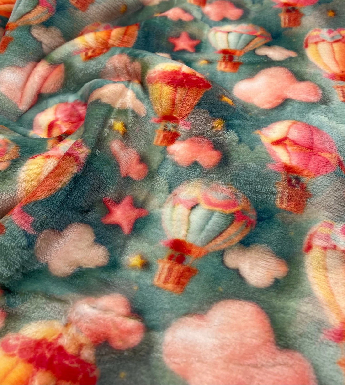 Hot Air Balloons Cuddle Fleece Fabric Blanket Loungewear - T9 Fabrics