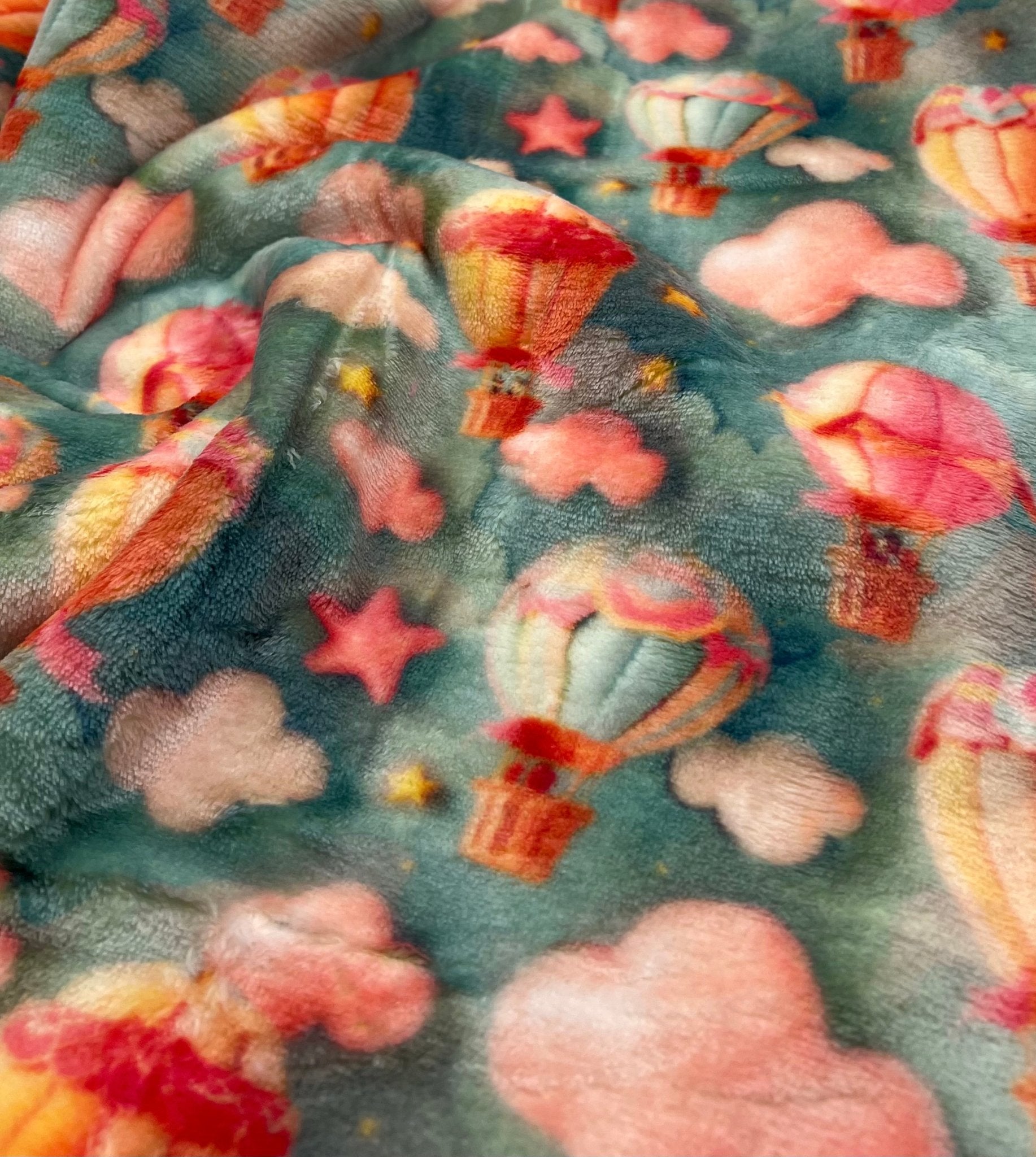 Hot Air Balloons Cuddle Fleece Fabric Blanket Loungewear - T9 Fabrics