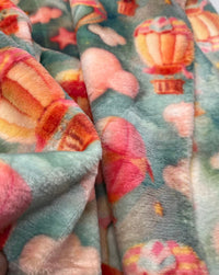 Hot Air Balloons Cuddle Fleece Fabric Blanket Loungewear - T9 Fabrics