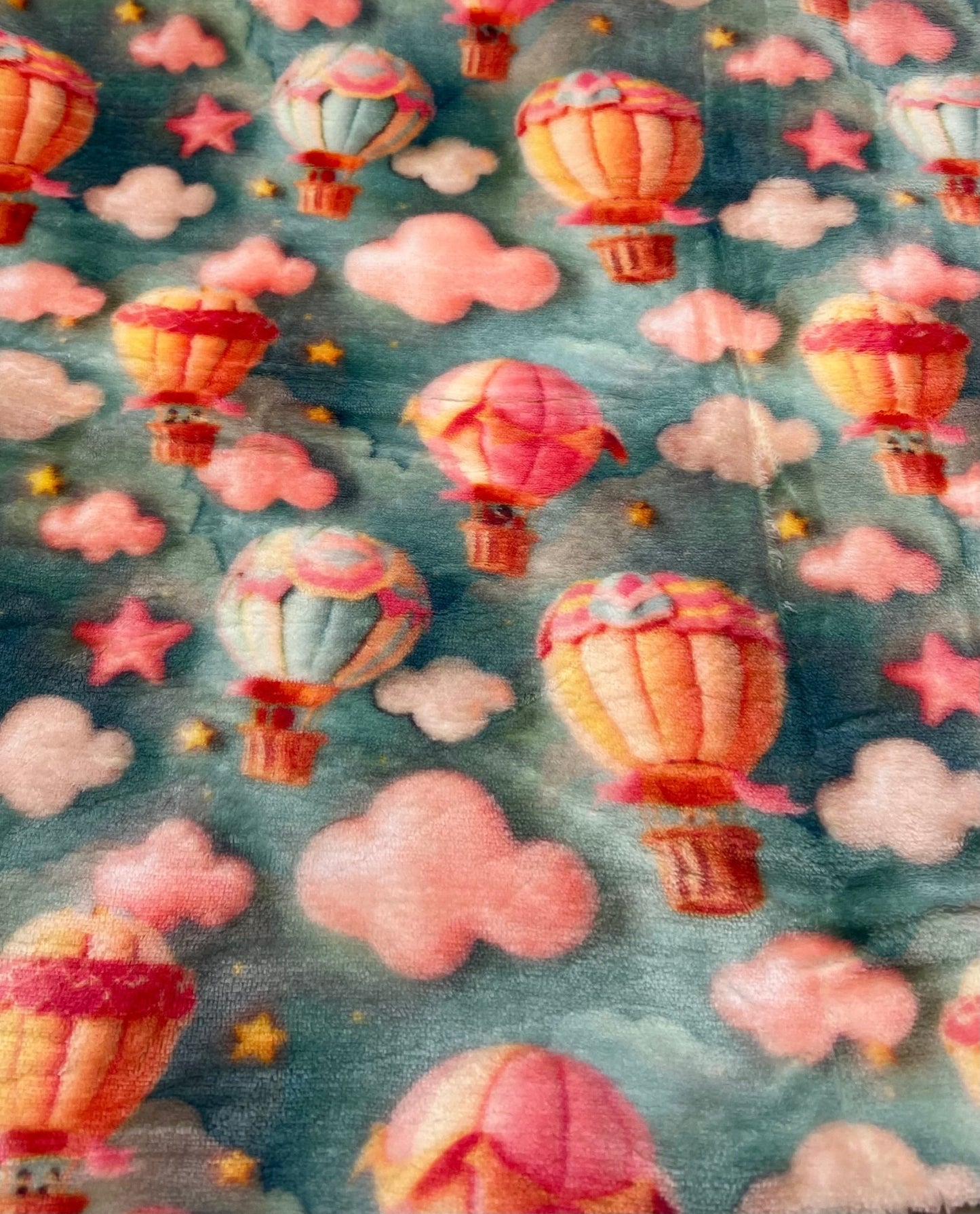 Hot Air Balloons Cuddle Fleece Fabric Blanket Loungewear - T9 Fabrics