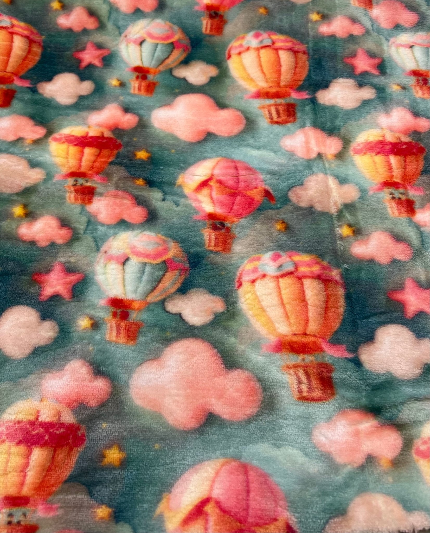 Hot Air Balloons Cuddle Fleece Fabric Blanket Loungewear - T9 Fabrics