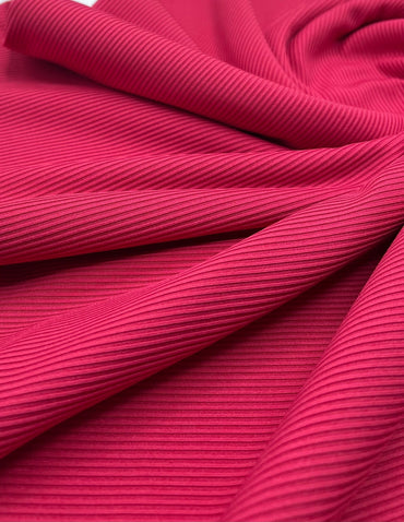 Hot Pink 2X1 Fine Rib Stretch Fabric - T9 Fabrics