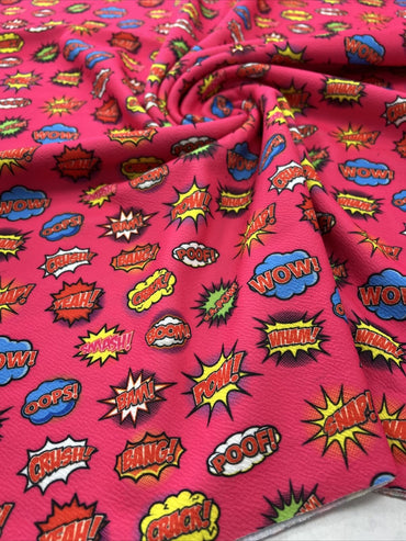 Hot Pink Comic Print Liverpool Stretch Fabric - T9 Fabrics