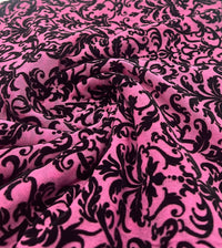 Hot Pink Embossed Flocked Mesh Fabric 2 Way Stretch - T9 Fabrics