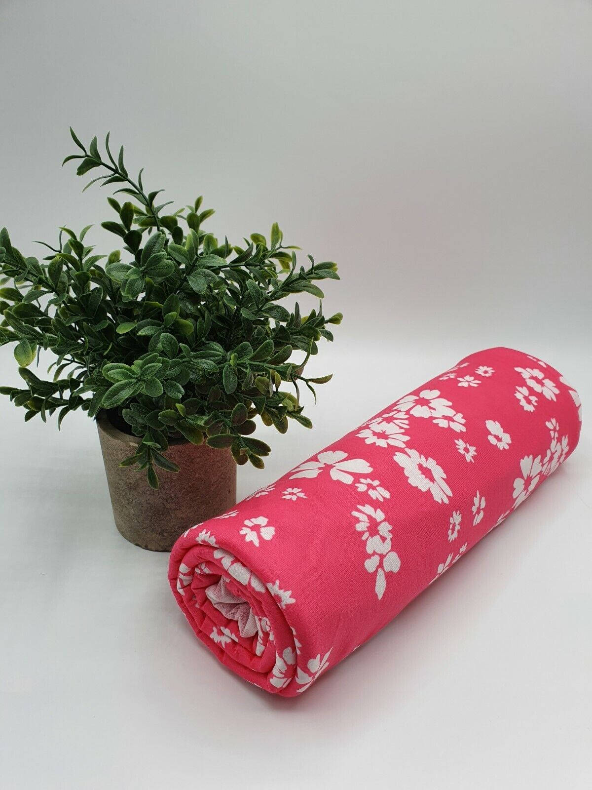 Hot Pink Floral Printed spun poly Elastane Fabric - T9 Fabrics