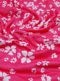 Hot Pink Floral Printed spun poly Elastane Fabric - T9 Fabrics