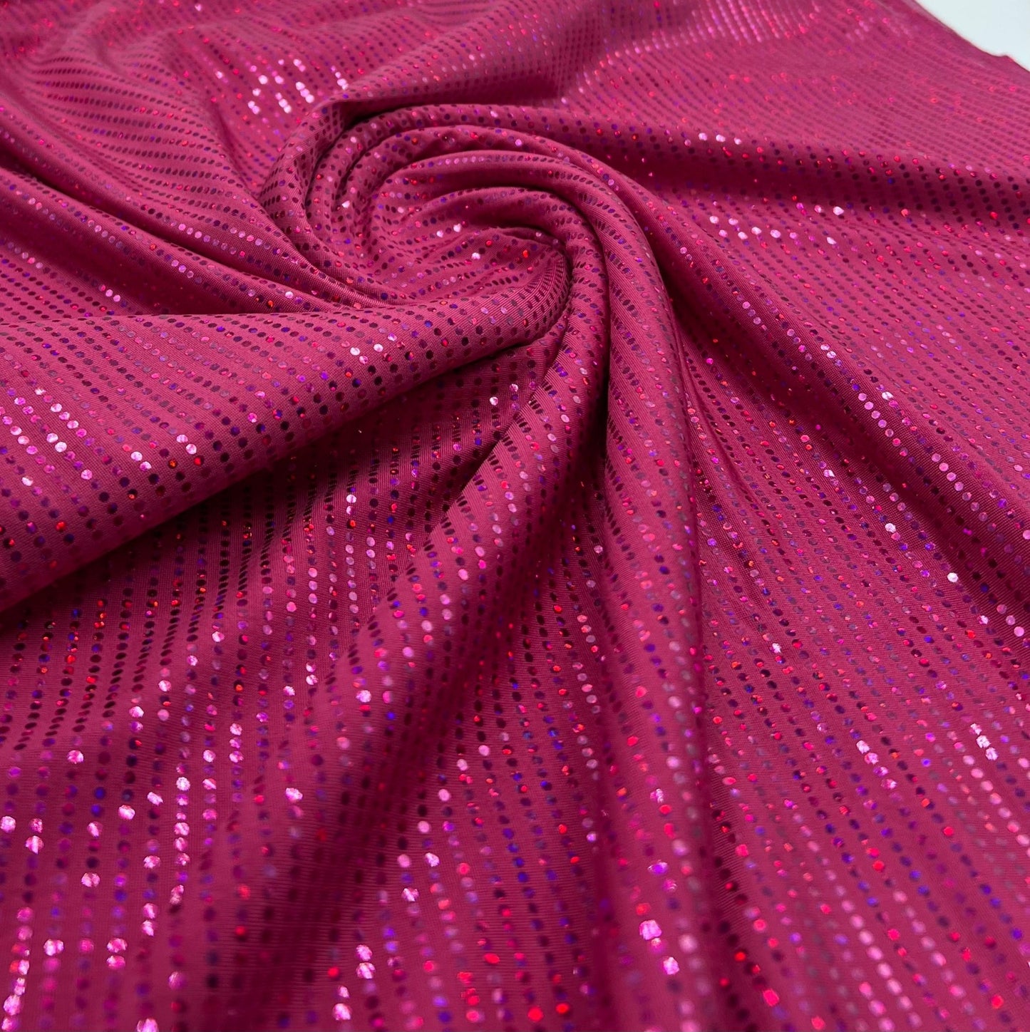 Hot Pink Sequin Stretch Fabric - T9 Fabrics