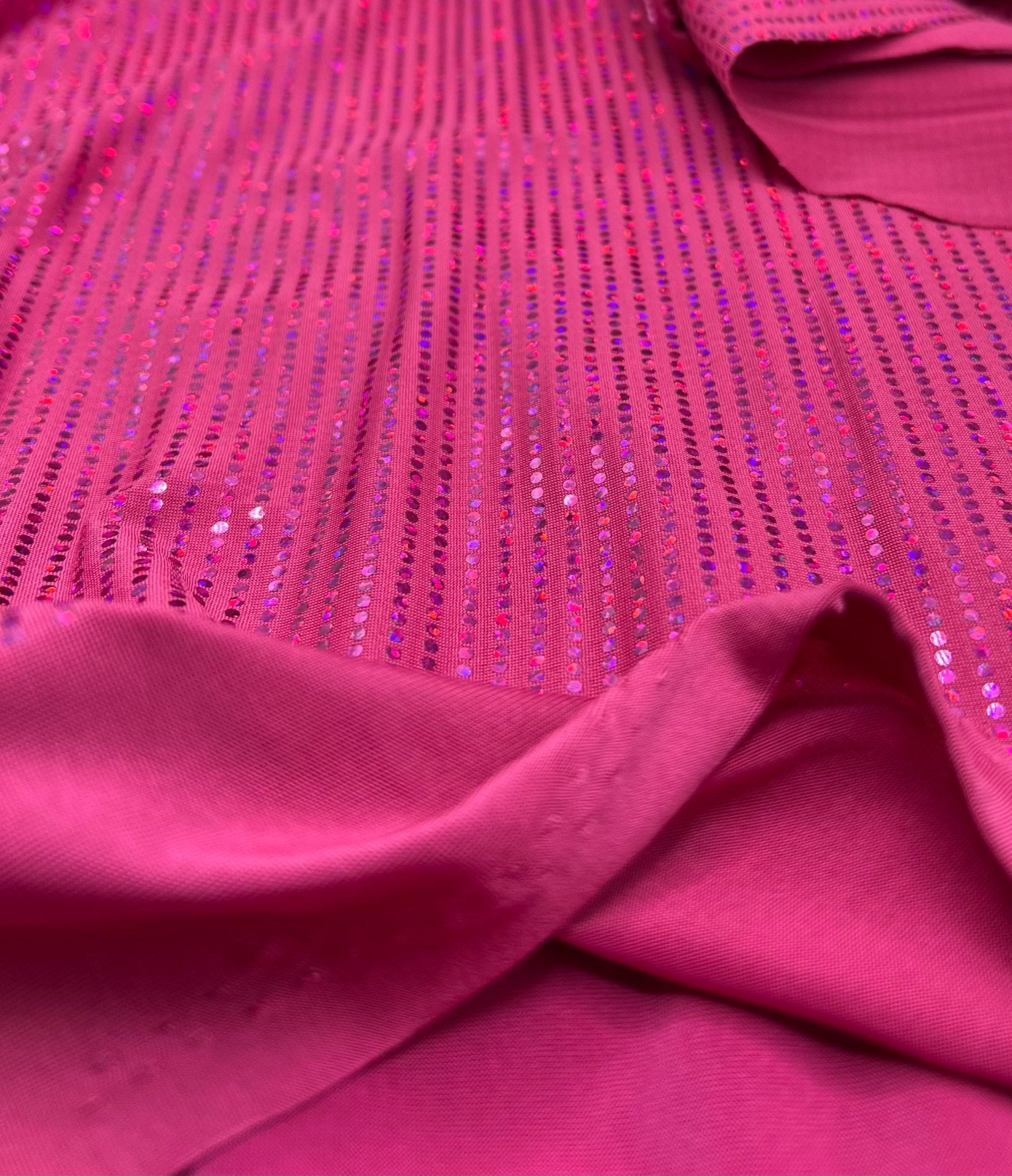 Hot Pink Sequin Stretch Fabric - T9 Fabrics