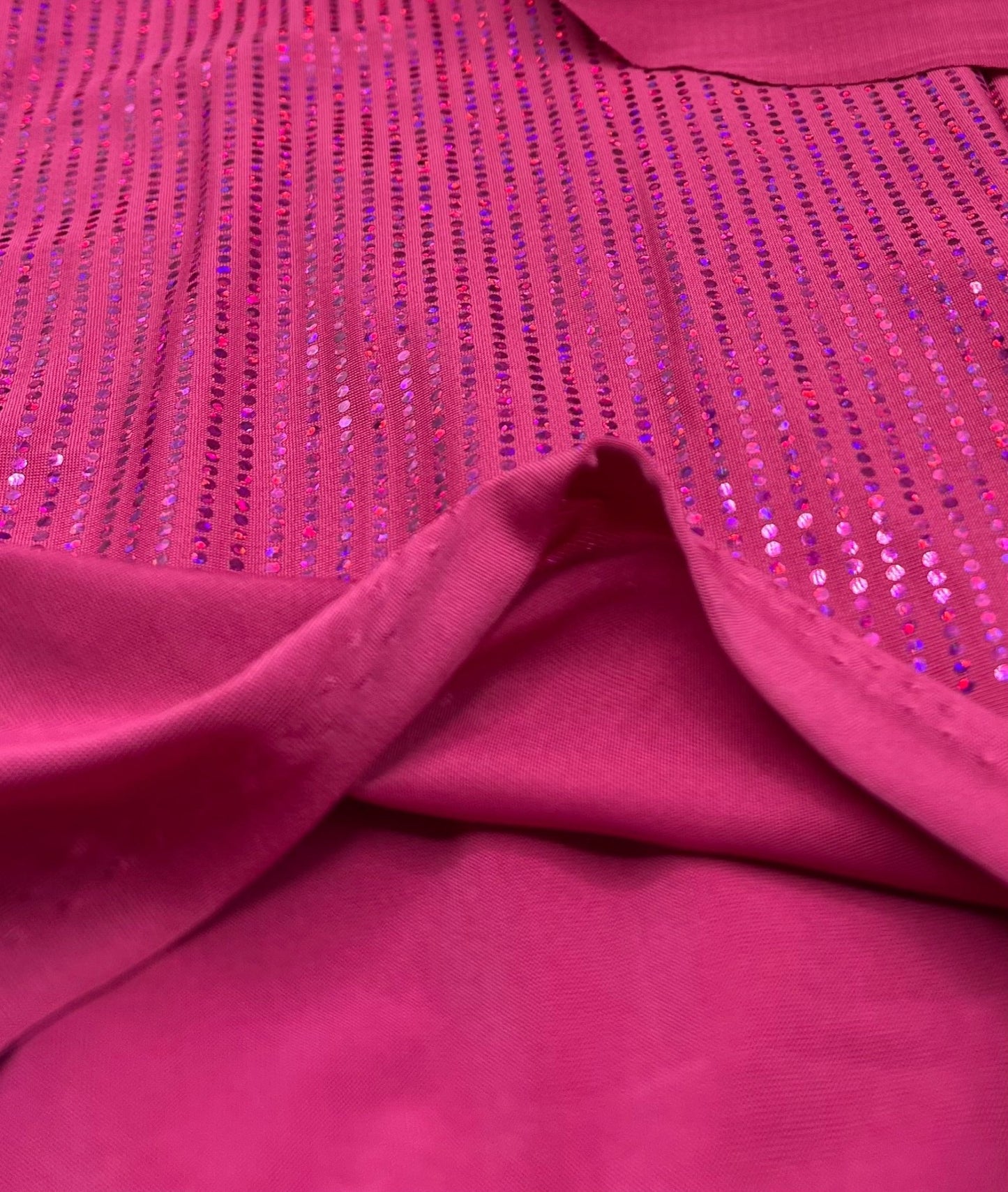 Hot Pink Sequin Stretch Fabric - T9 Fabrics