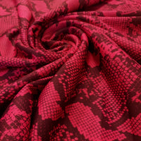 Hot Pink Snake Printed Plain Scuba Fabric - T9 Fabrics