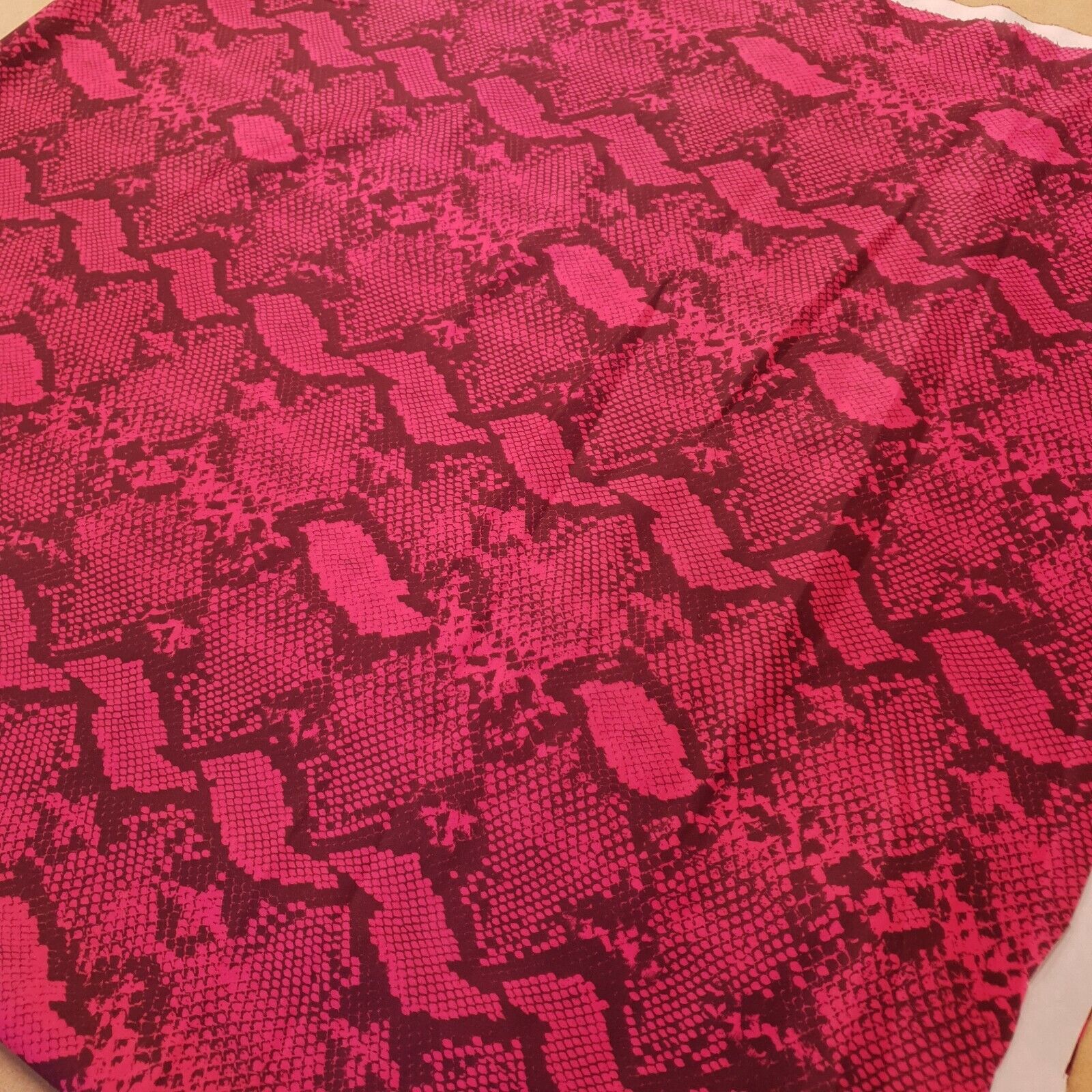 Hot Pink Snake Printed Plain Scuba Fabric - T9 Fabrics