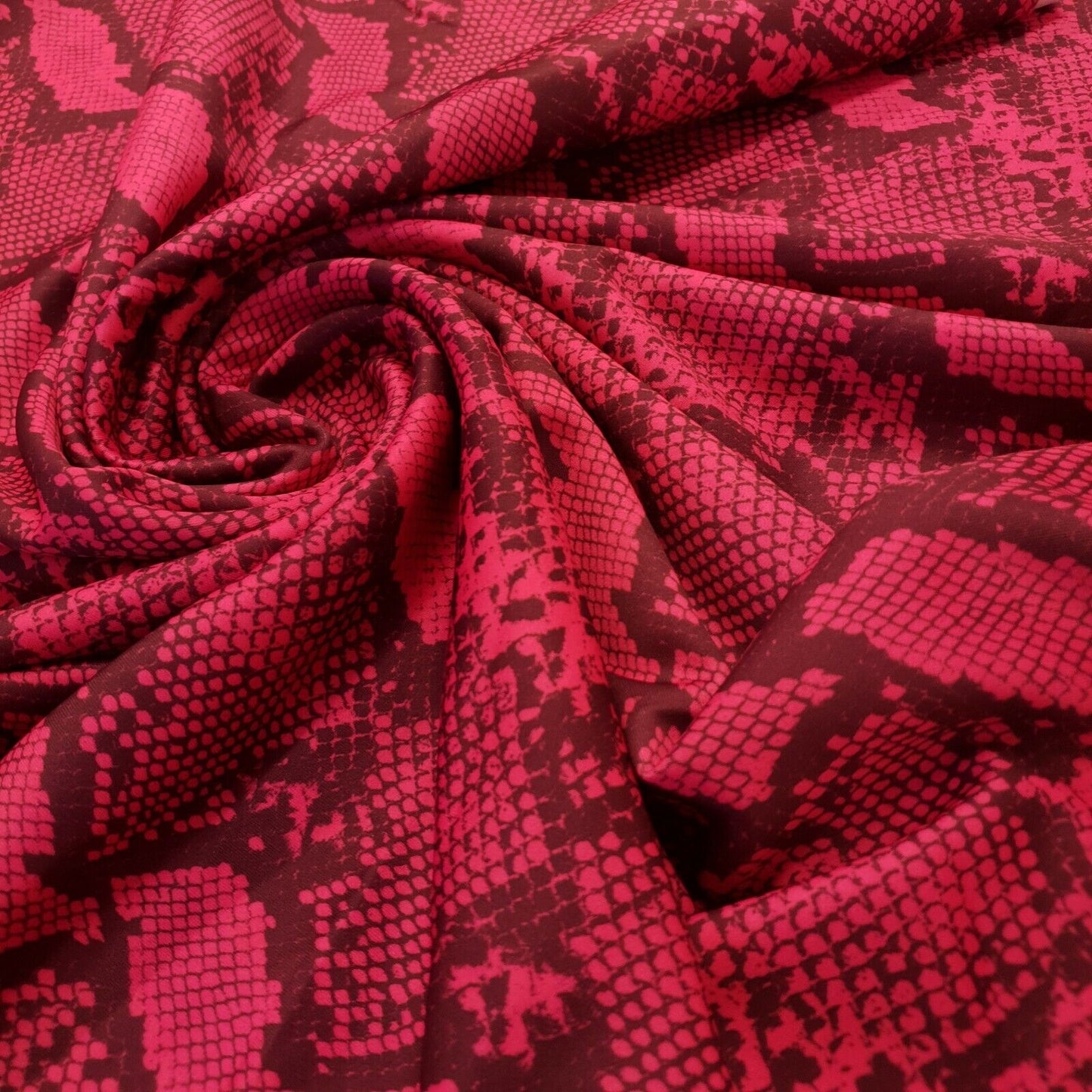 Hot Pink Snake Printed Plain Scuba Fabric - T9 Fabrics