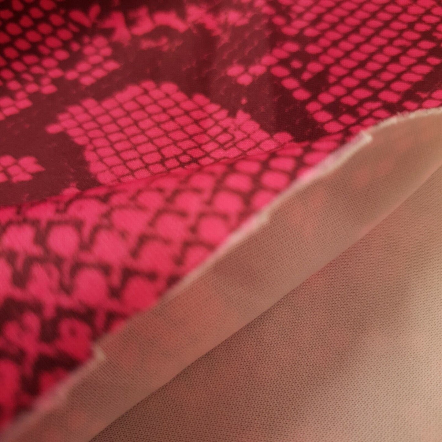 Hot Pink Snake Printed Plain Scuba Fabric - T9 Fabrics