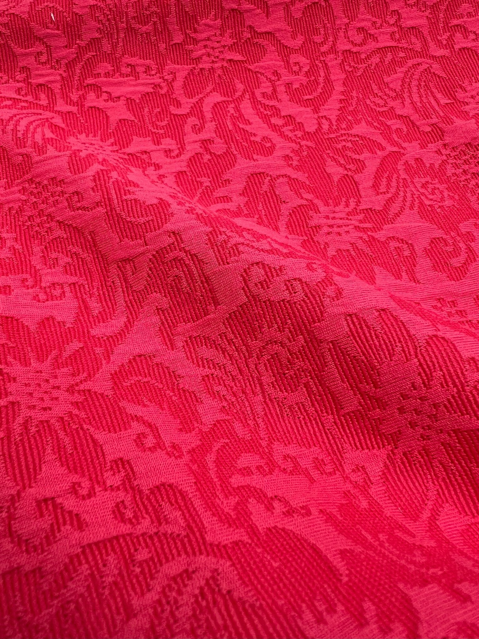Hot Pink Textured Jacquard 2 Way Stretch Fabric - T9 Fabrics