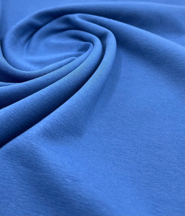 Indigo Plain Cotton Stretch Jersey 240 GSM 92/8 Lycra Jersey, 4 Way Stretch, Sold By Metre - T9 Fabrics