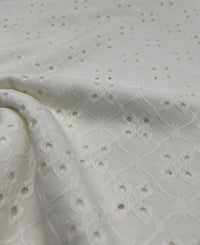 Ivory Broderie Anglaise Stretch Fabric 4 Way Stretch Fabric - T9 Fabrics