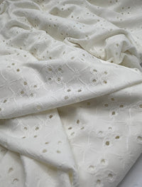 Ivory Broderie Anglaise Stretch Fabric 4 Way Stretch Fabric - T9 Fabrics