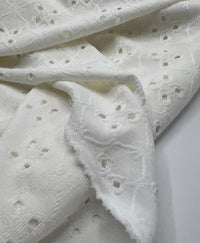 Ivory Broderie Anglaise Stretch Fabric 4 Way Stretch Fabric - T9 Fabrics