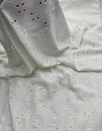 Ivory Broderie Anglaise Stretch Fabric 4 Way Stretch Fabric - T9 Fabrics