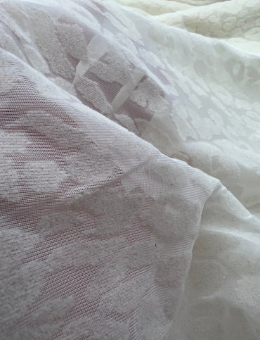 Ivory Cream Animal Embossed Mesh Fabric 2 Way Stretch - T9 Fabrics