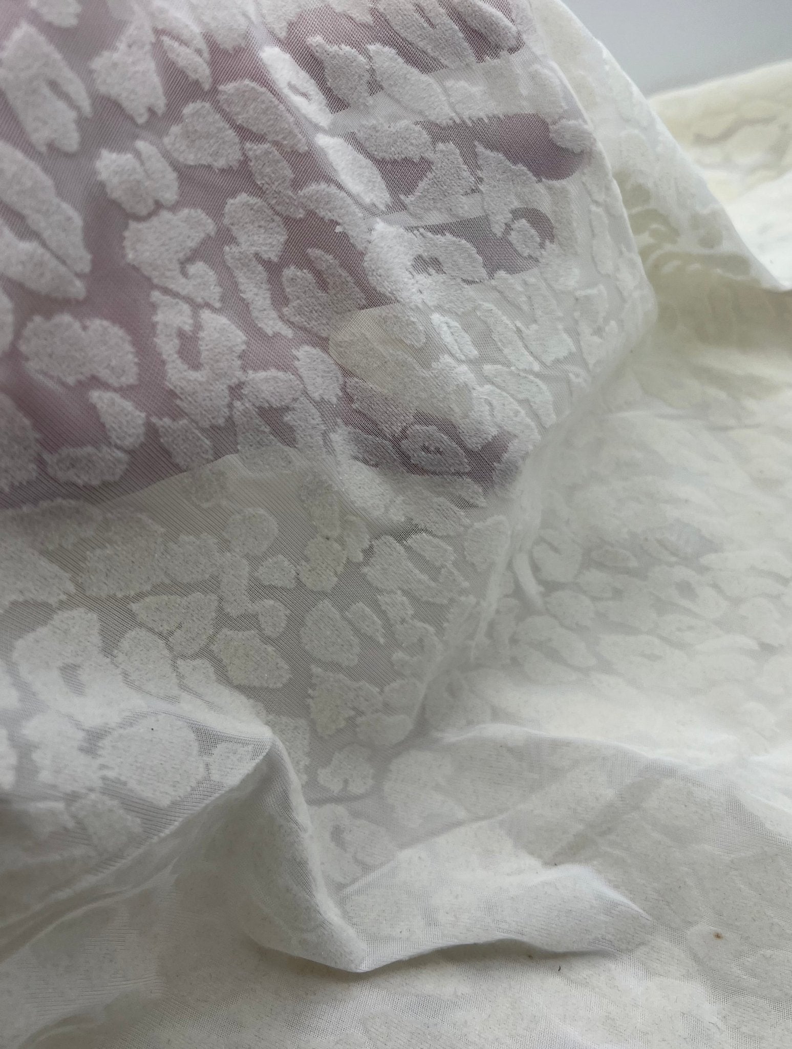 Ivory Cream Animal Embossed Mesh Fabric 2 Way Stretch - T9 Fabrics