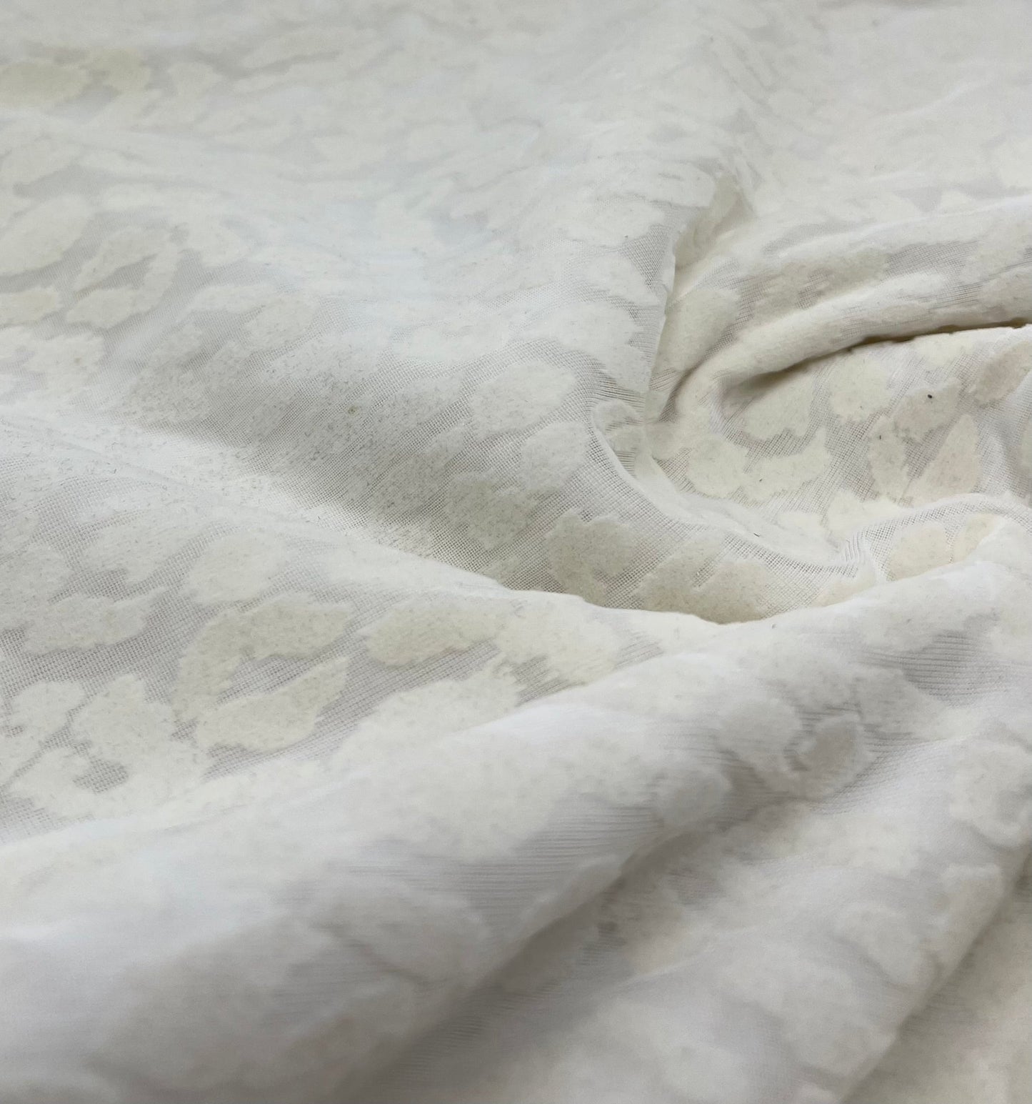 Ivory Cream Animal Embossed Mesh Fabric 2 Way Stretch - T9 Fabrics