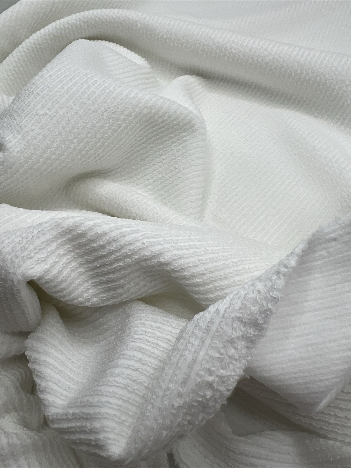 Ivory Crinkle Rib Stretch Fabric - T9 Fabrics