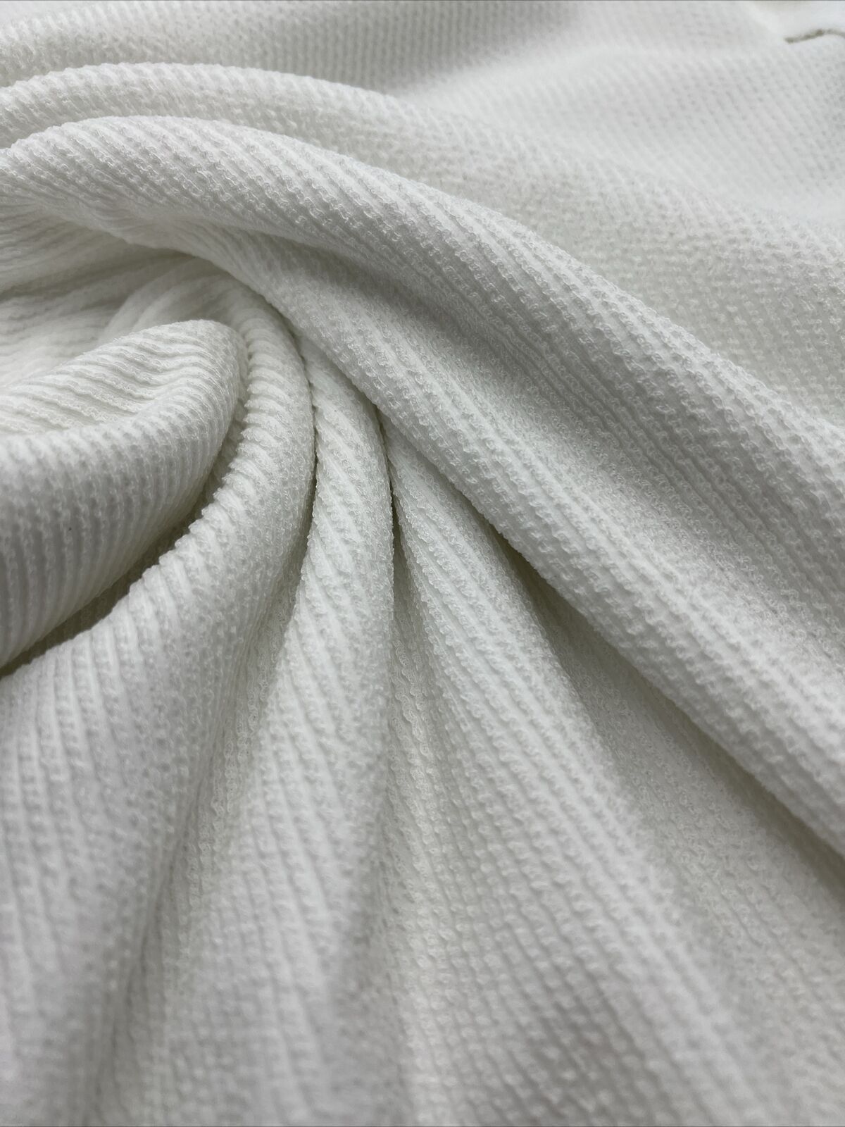 Ivory Crinkle Rib Stretch Fabric - T9 Fabrics