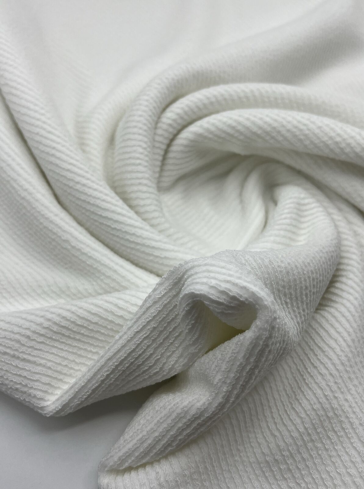 Ivory Crinkle Rib Stretch Fabric - T9 Fabrics