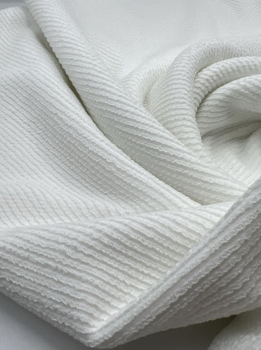 Ivory Crinkle Rib Stretch Fabric - T9 Fabrics