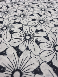 Ivory Embroidered Floral Lightweight Non Stretch Woven Fabric - T9 Fabrics