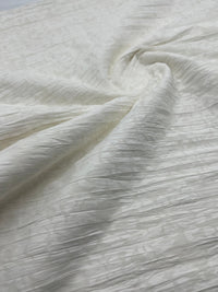 Ivory Floral Crinkled Lightweight Non Stretch Woven Fabric - T9 Fabrics