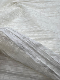 Ivory Floral Crinkled Lightweight Non Stretch Woven Fabric - T9 Fabrics