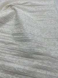 Ivory Floral Crinkled Lightweight Non Stretch Woven Fabric - T9 Fabrics