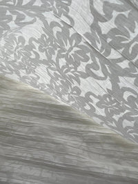 Ivory Floral Crinkled Lightweight Non Stretch Woven Fabric - T9 Fabrics