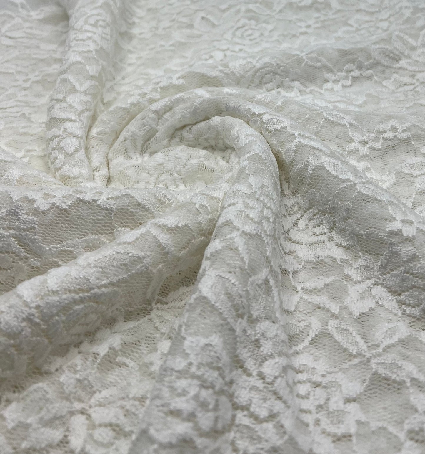 Ivory Flower Floral Lace Fabric Stretch - T9 Fabrics