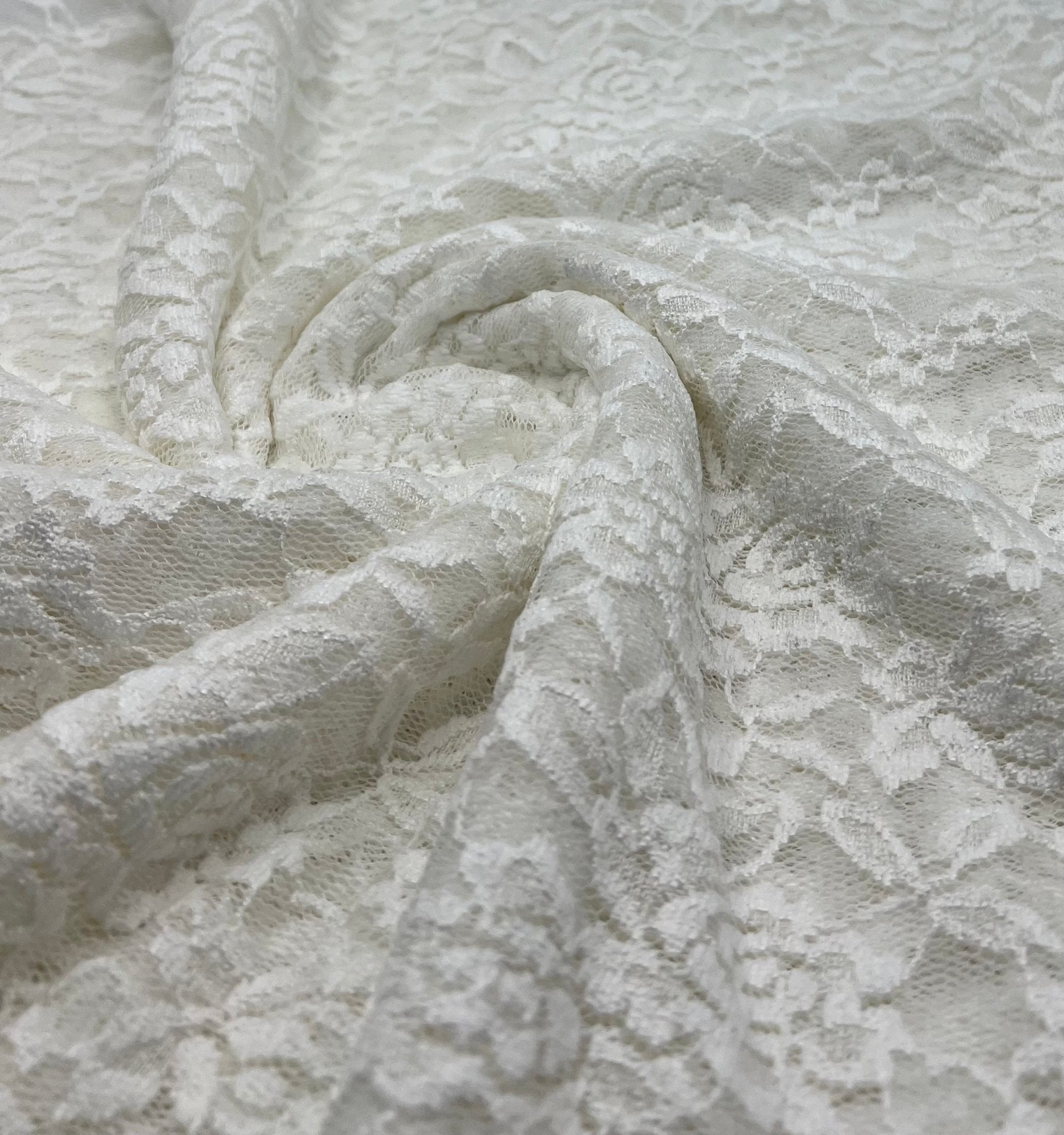 Ivory Flower Floral Lace Fabric Stretch - T9 Fabrics