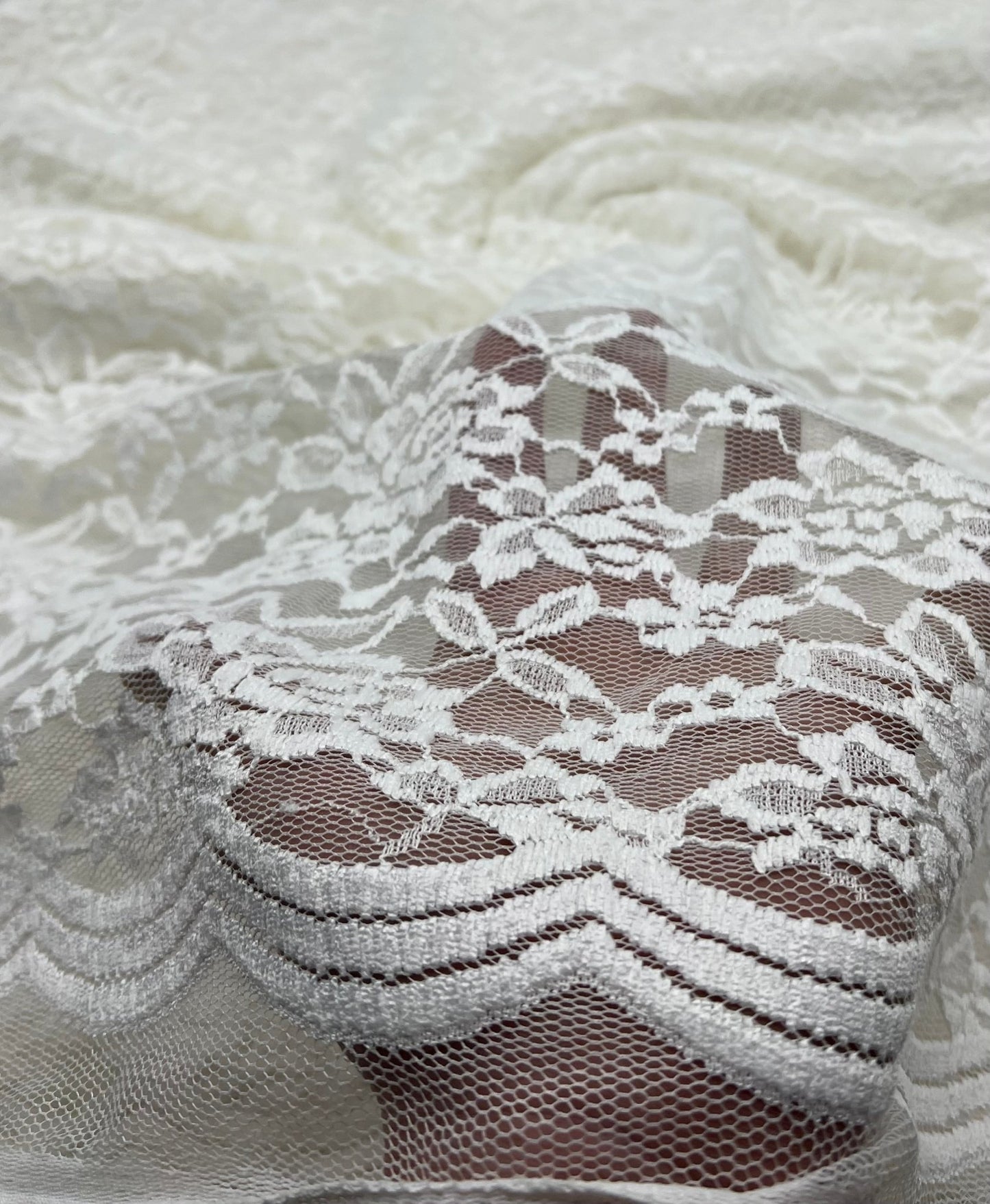 Ivory Flower Floral Lace Fabric Stretch - T9 Fabrics