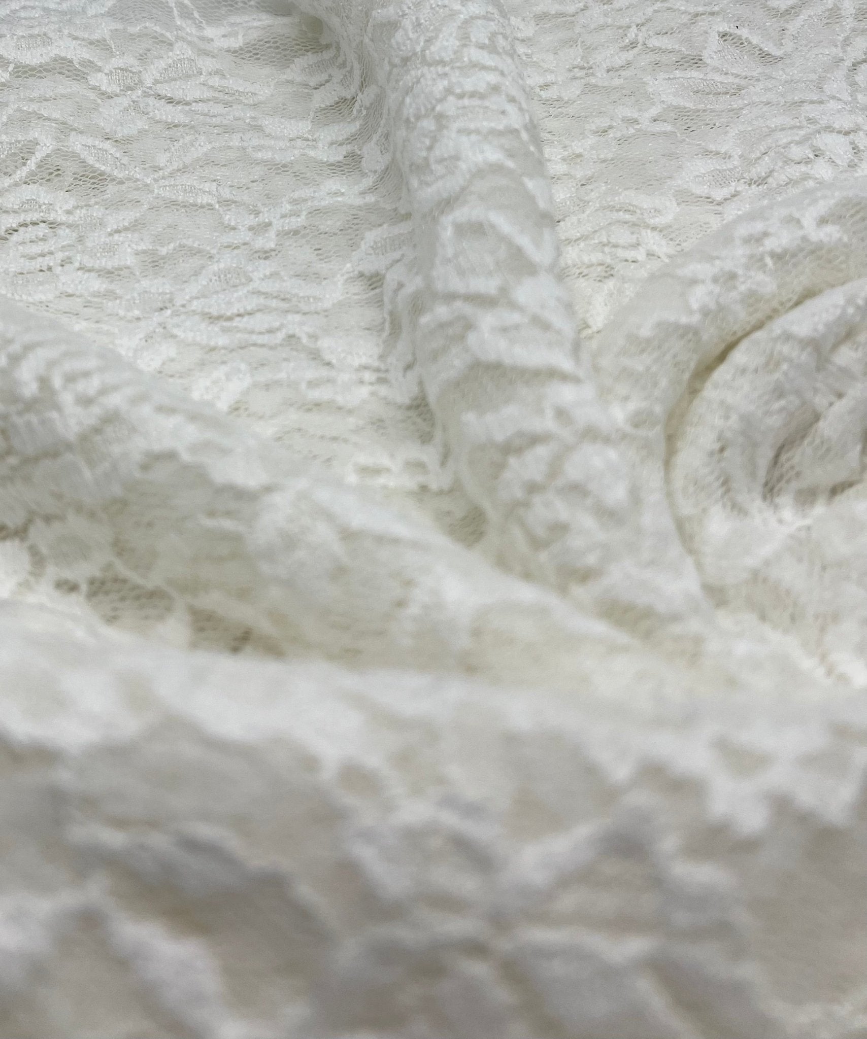 Ivory Flower Floral Lace Fabric Stretch - T9 Fabrics