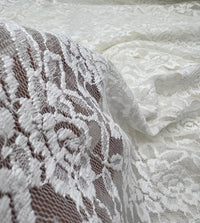 Ivory Flower Floral Lace Fabric Stretch - T9 Fabrics