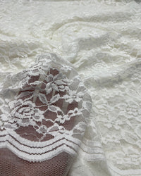 Ivory Flower Floral Lace Fabric Stretch - T9 Fabrics