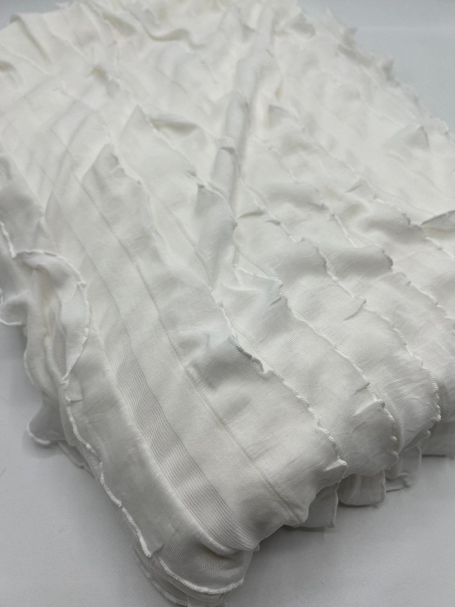 Ivory New Ruffle Textured 4 Way Stretch Fabric - T9 Fabrics