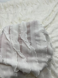 Ivory New Ruffle Textured 4 Way Stretch Fabric - T9 Fabrics
